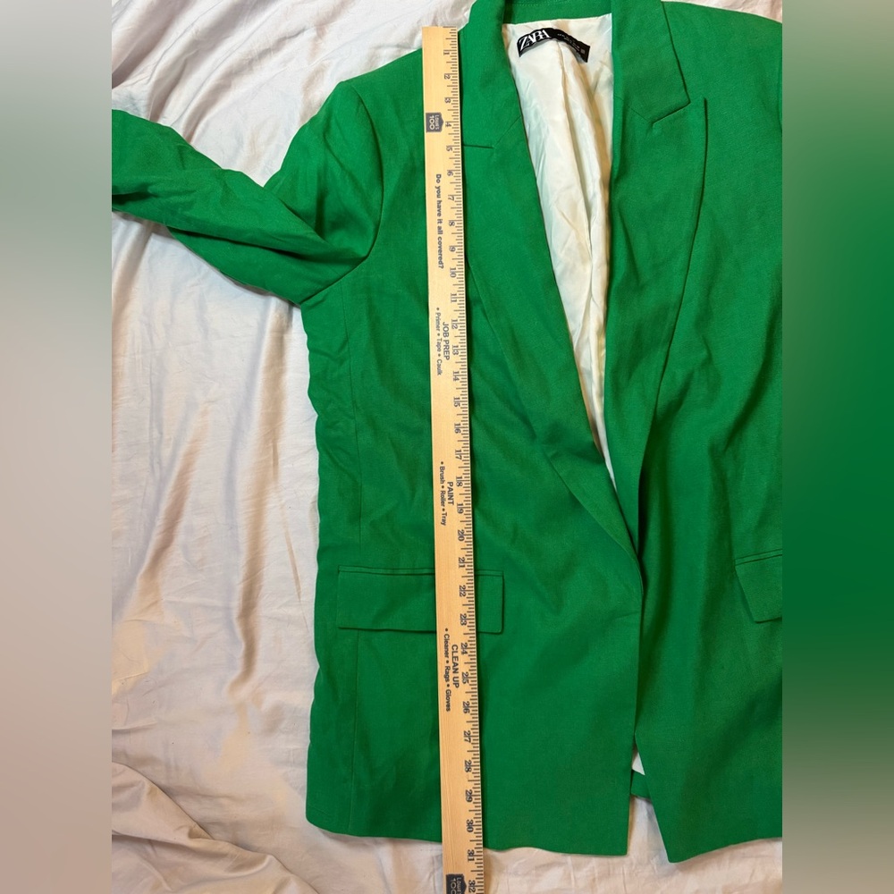 Zara Women's Green Linen Blazer - Picture 5 of 7